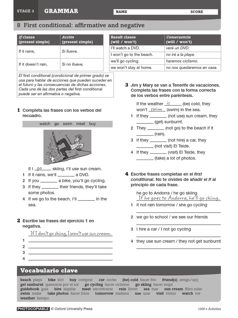 Stage 3 8 First Conditional Affirmative and Negative | PDF