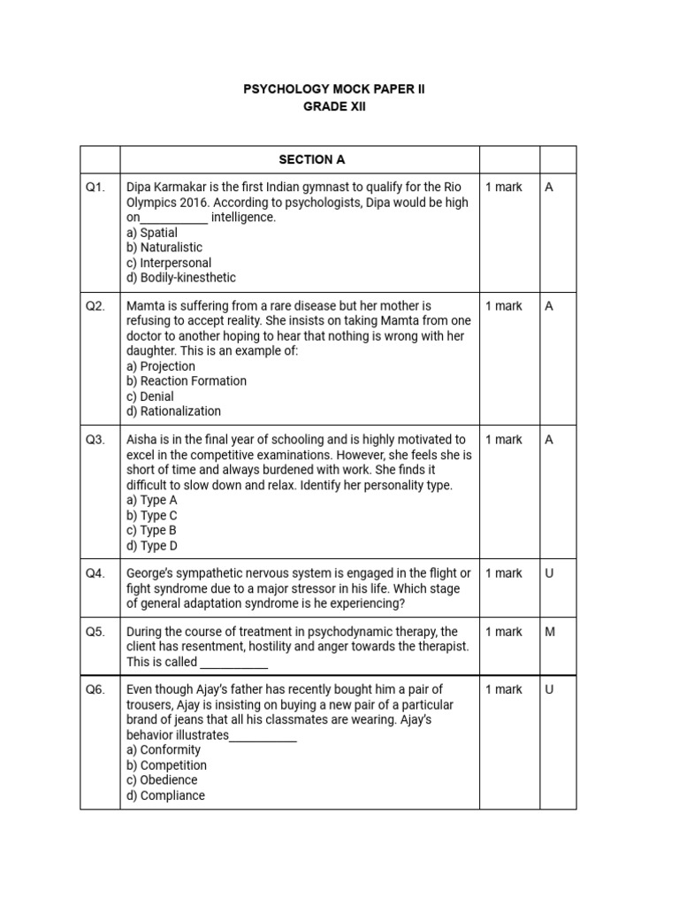 70 Marks Mock Paper 1 | PDF