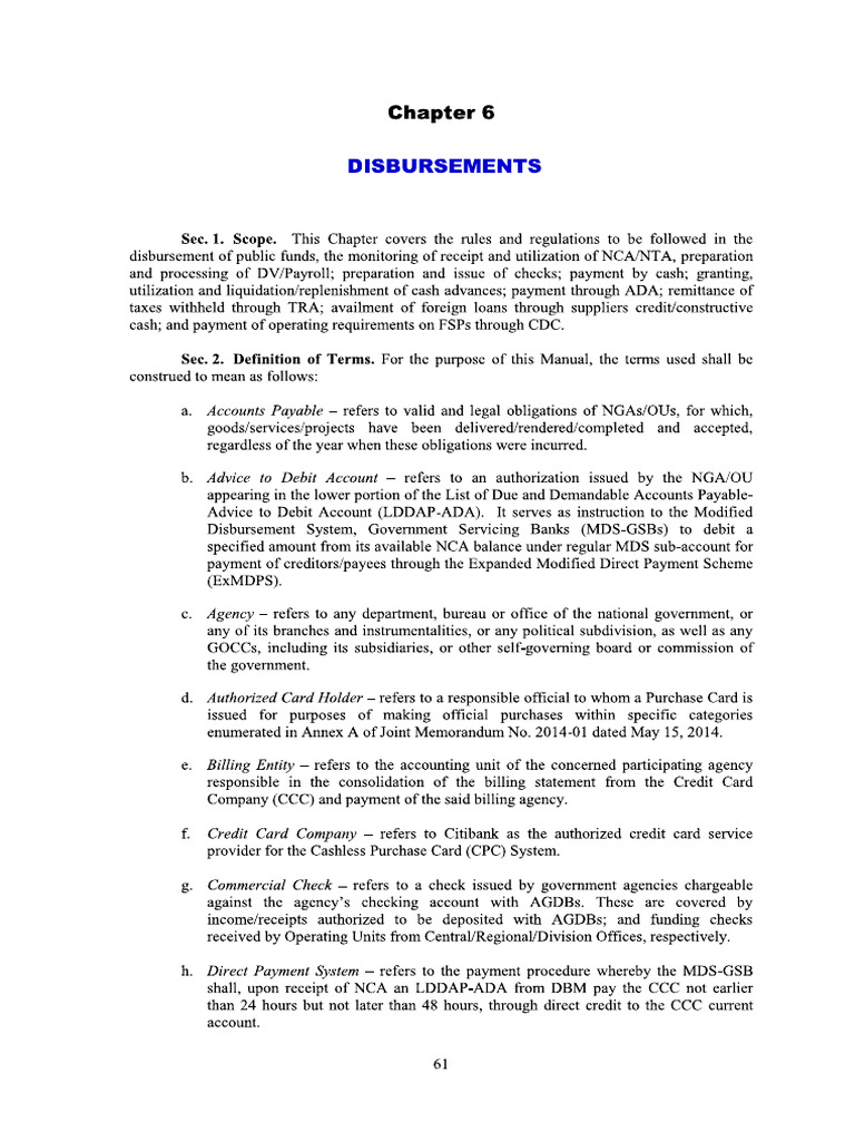 GAM For NGAs - Chapter 6 - Disbursements | PDF