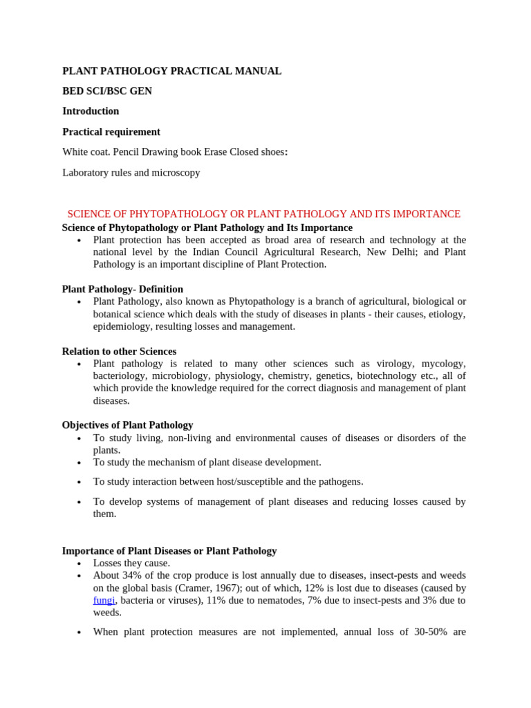 Plant Pathology Overview and Importance | PDF | Fungus | Science ...