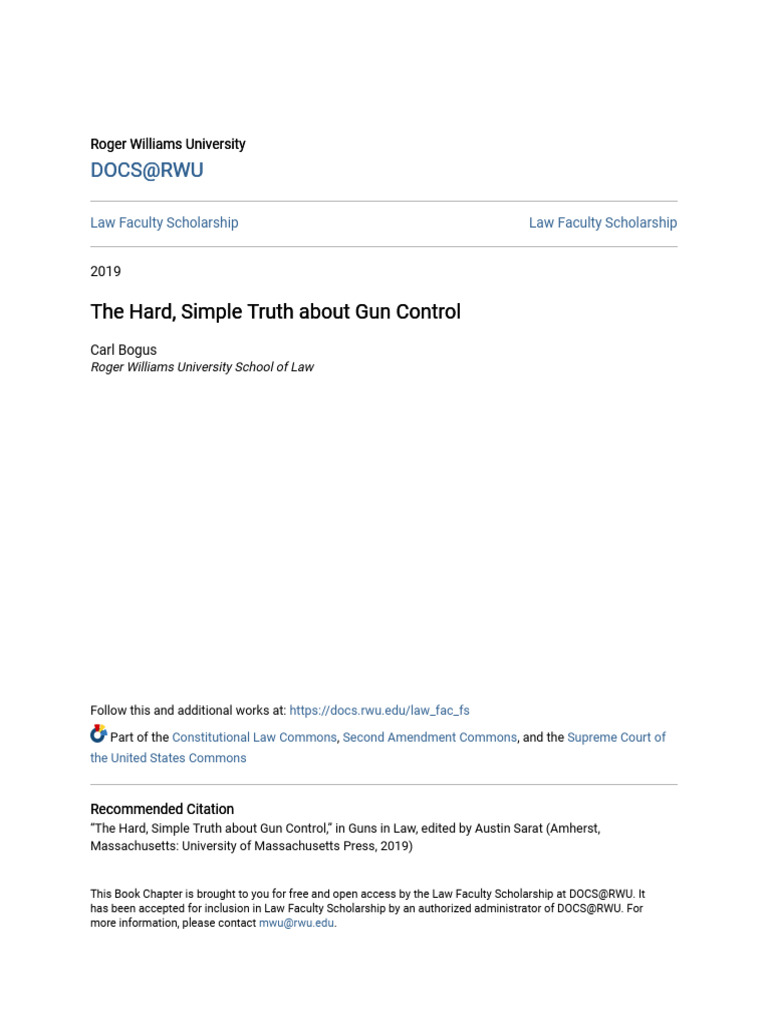 The Hard Simple Truth About Gun Control | PDF | Concealed Carry In The ...