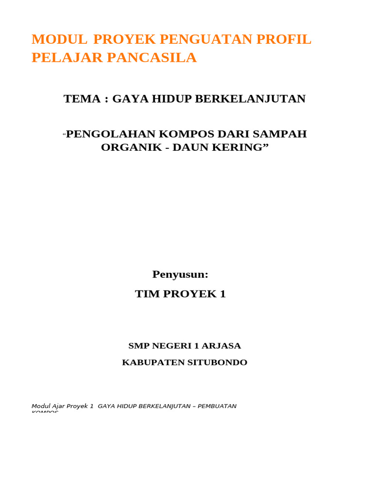 Modul Proyek Penguatan Profil Pelajar Pa | PDF