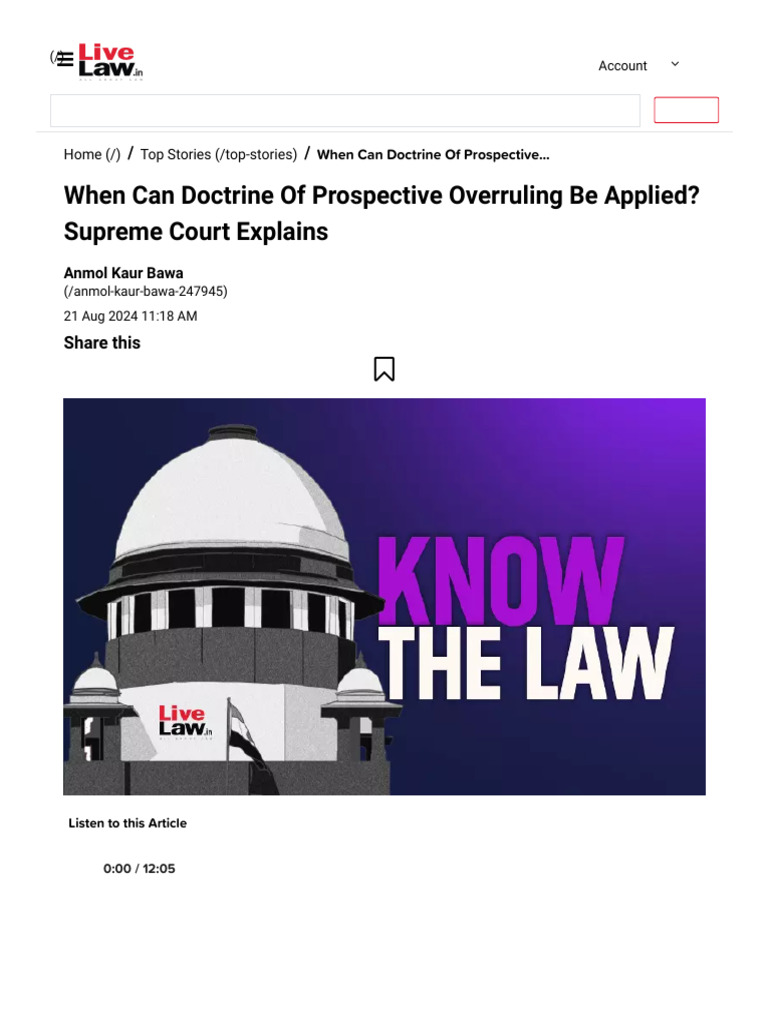 When Can Doctrine of Prospective Overruling Be Applied Supreme Court ...