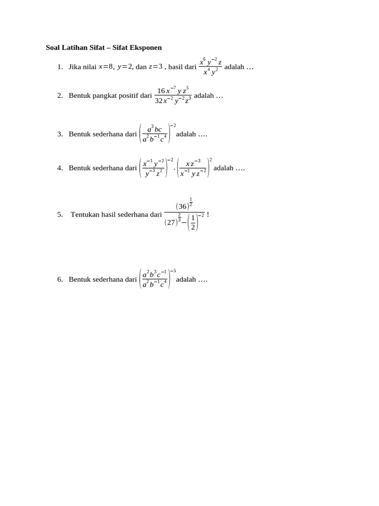 Sifat Sifat Eksponensial yang Penting untuk Dipahami dalam Matematika