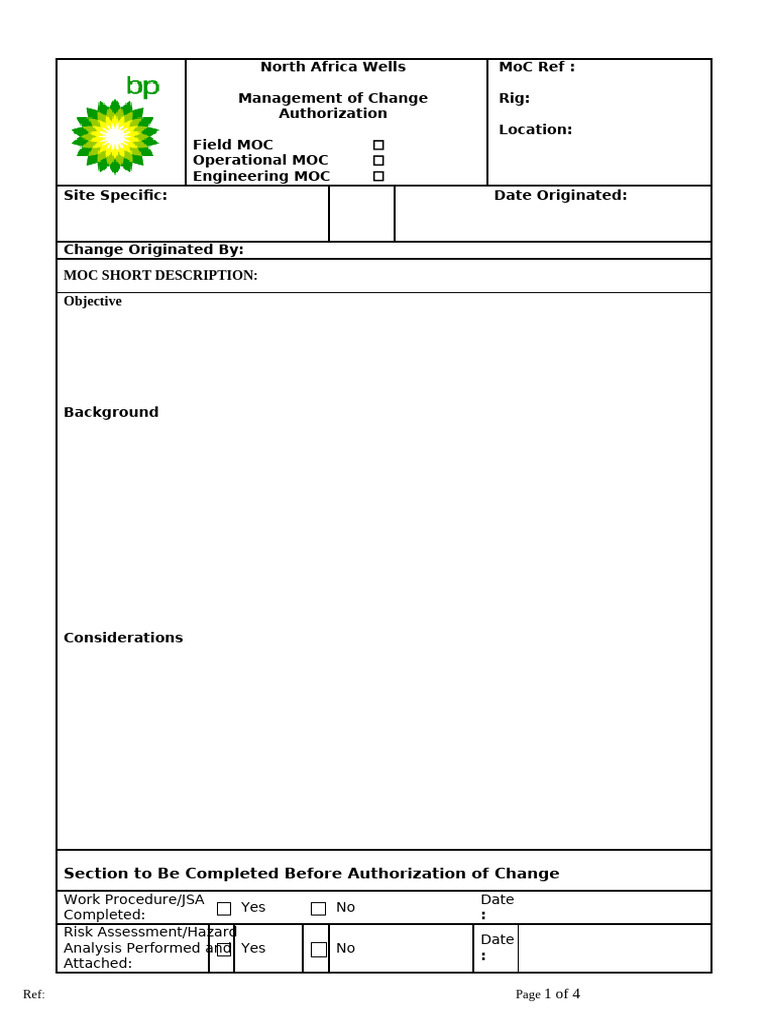 MOC Form | PDF