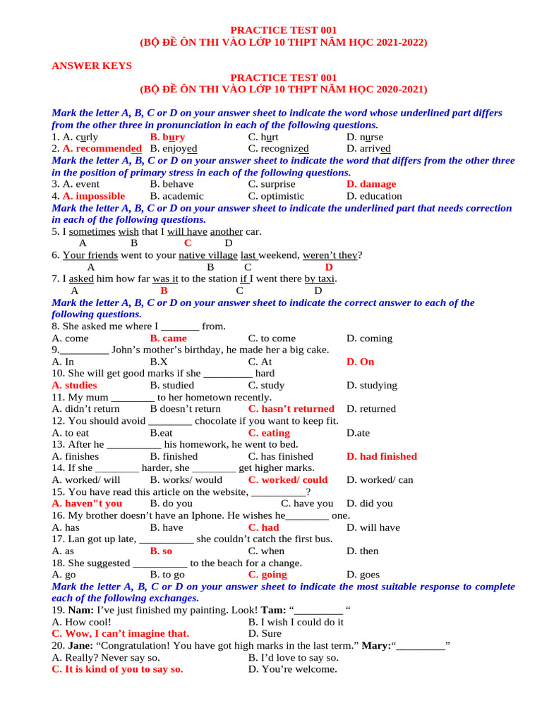 Practice Test 001.2020 | PDF