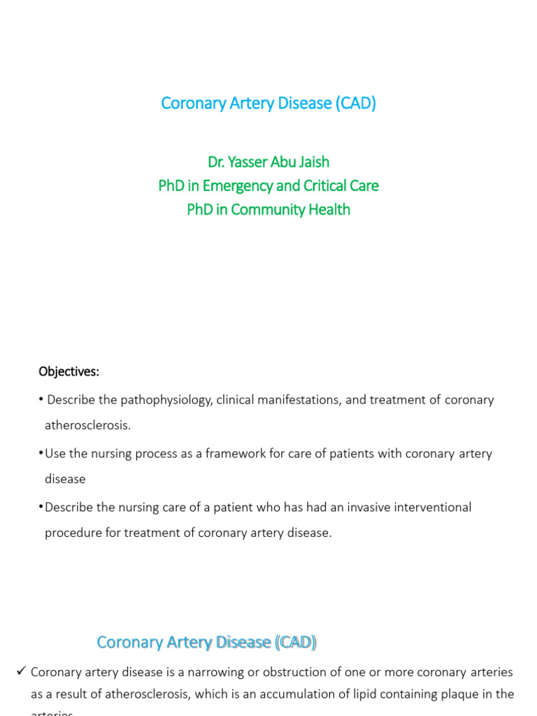 Coronary Artery Disease (CAD) | PDF