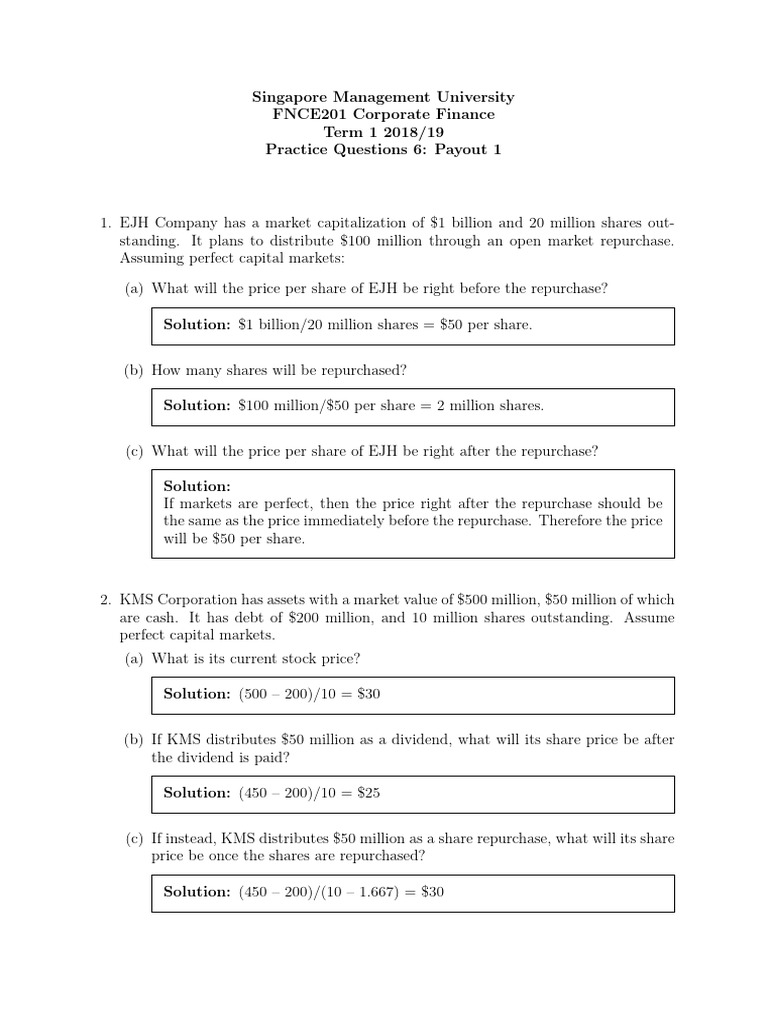 Payout Policy | PDF | Dividend | Share Repurchase