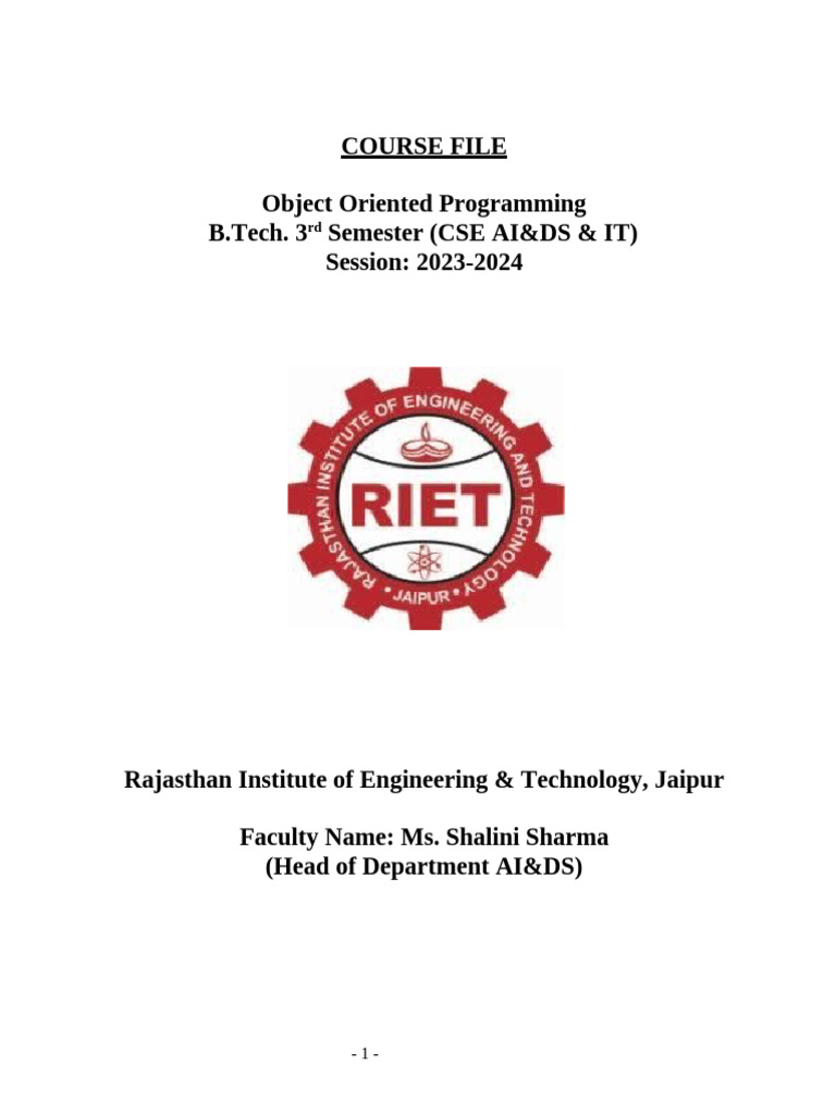 Oops Course File | PDF