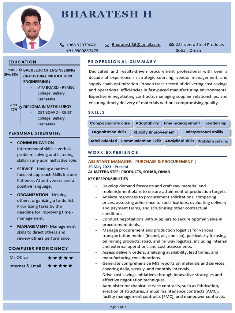 Bharatesh H Cv-1 | PDF