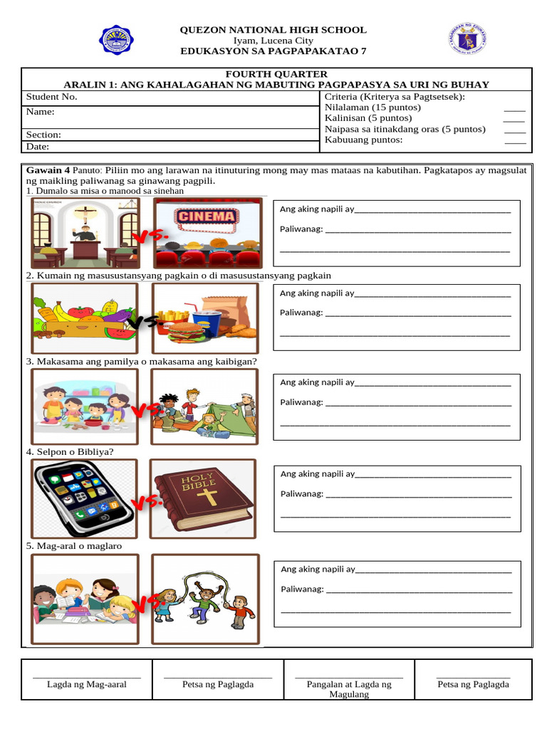 Aralin 1 4th Quarter Gawain 4 | PDF