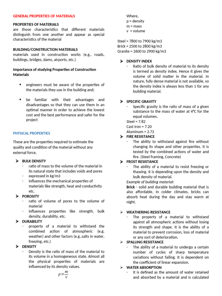General Properties of Materials | PDF