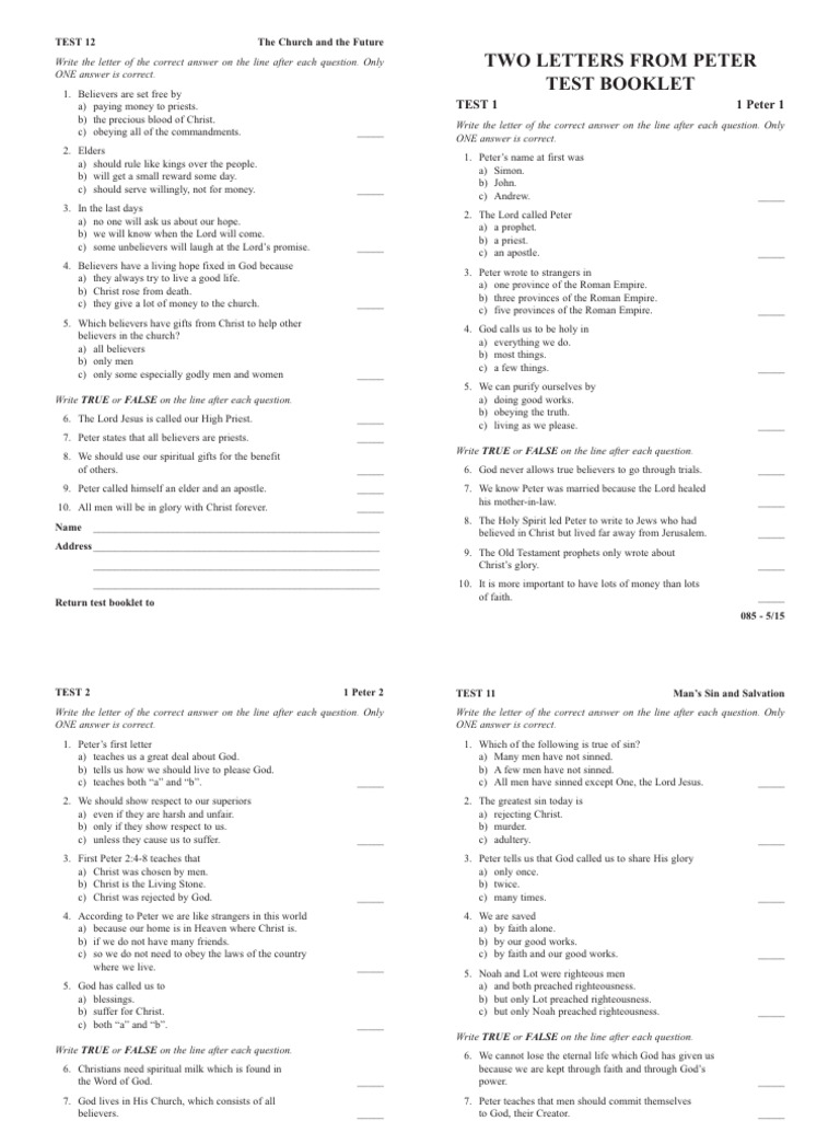 Test On 1 Peter and 2 Peter | PDF