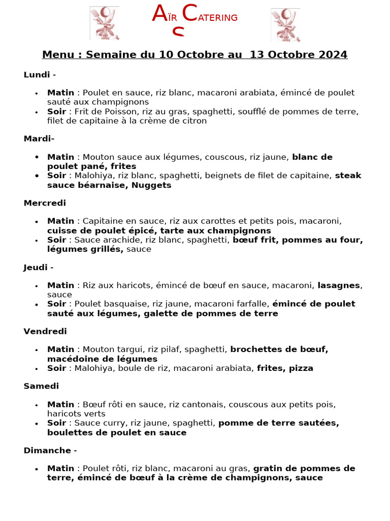 Menu A2 | PDF
