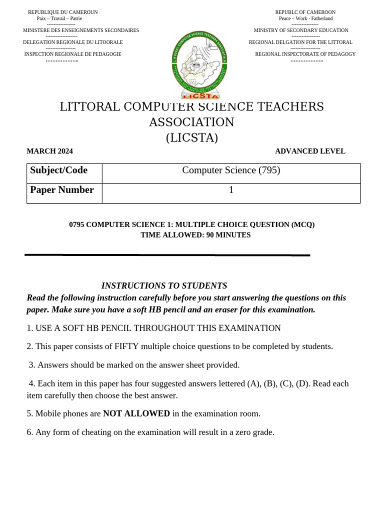 Littoral computer science teachers association licsta subject code