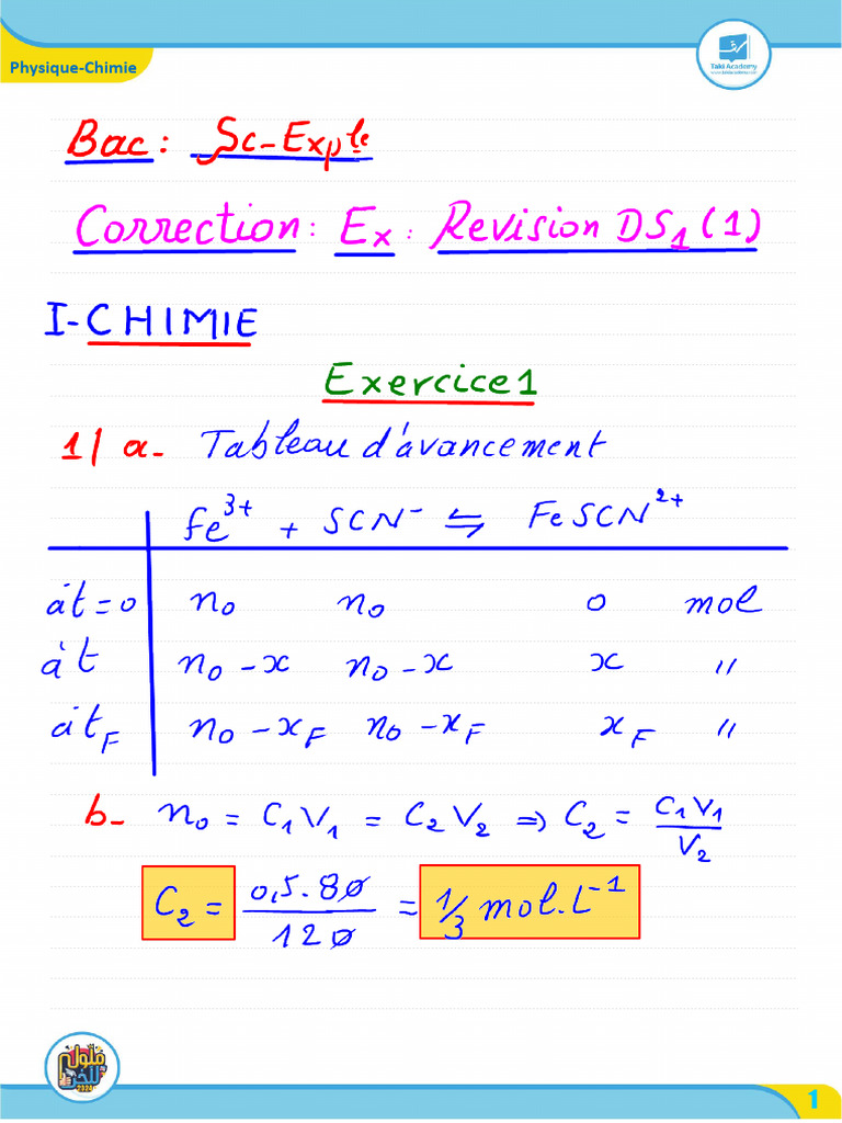 Corrigé - Ex Rev DS1 | PDF