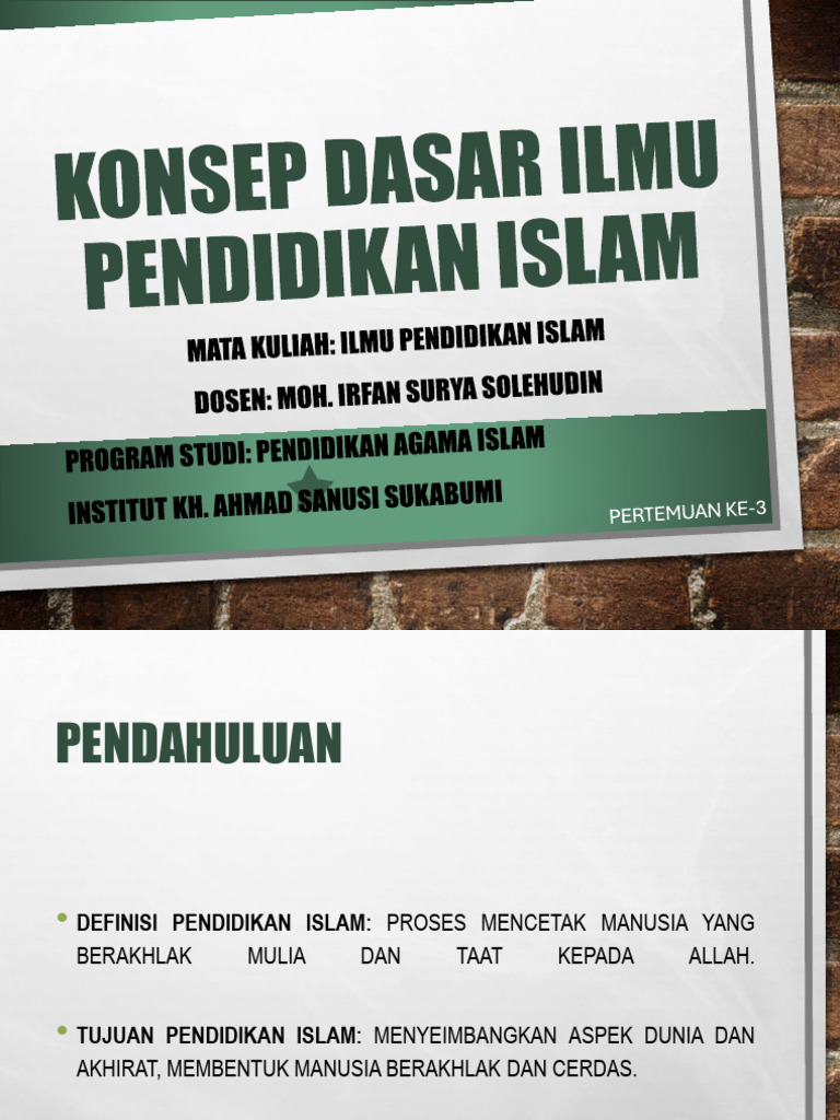 Pertemuan 3 Konsep Dasar Ilmu Pendidikan Islam | PDF