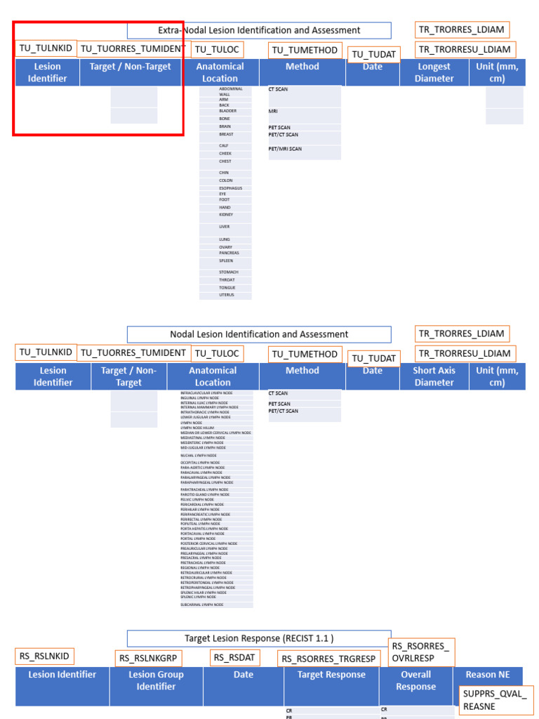 2019 10 07proposed RECIST Standard Forms | PDF