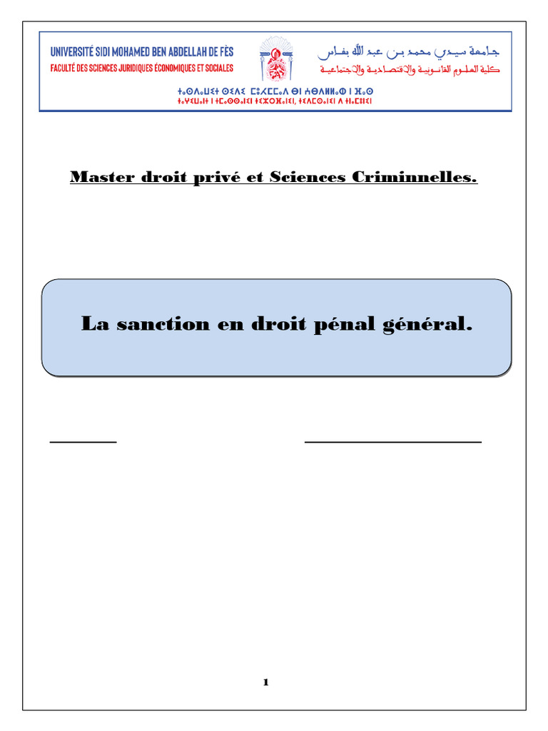 Sanctions en Droit Pénal Général | PDF | Crimes | Crime et violence