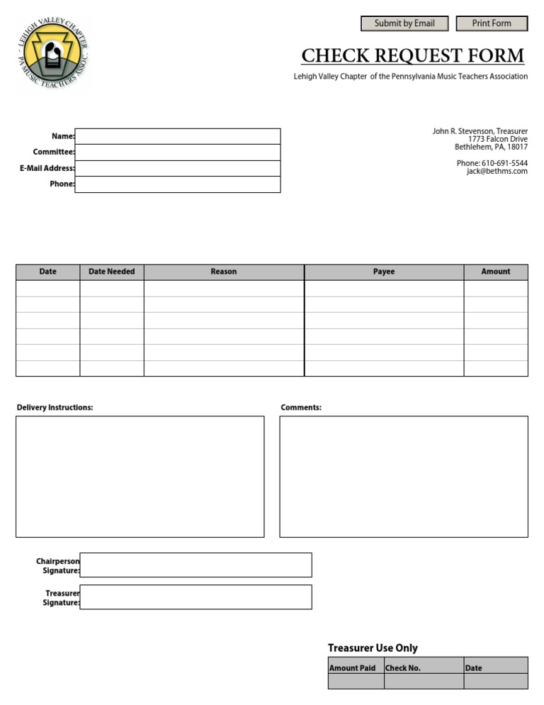 Check Request Form for PMTA Chapter | PDF