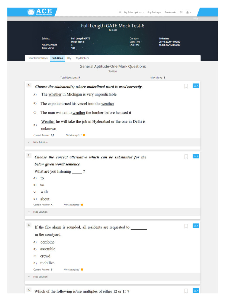 Mock Test 6 | PDF