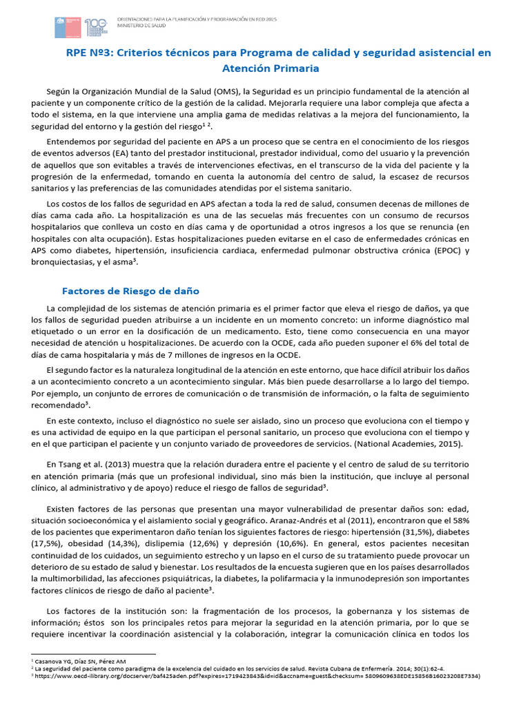 RPE N°3 Criterios Tecnicos para El Programa de Calidad y Seguridad ...