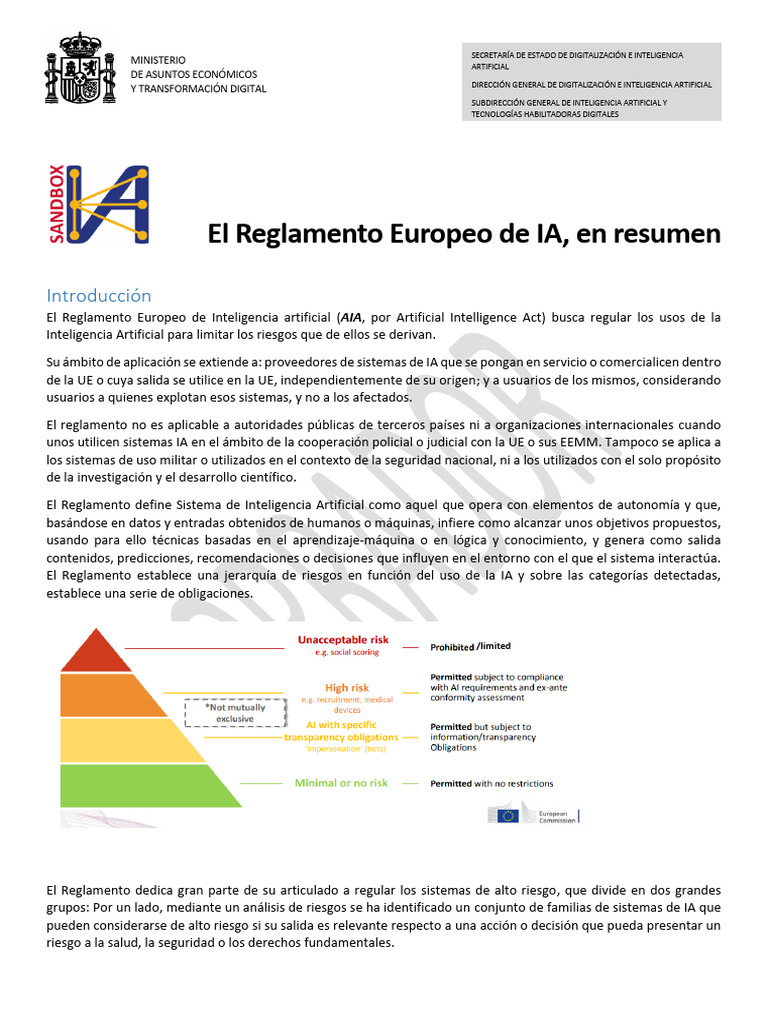 Resumen del Reglamento Europeo de IA | PDF | Inteligencia artificial ...