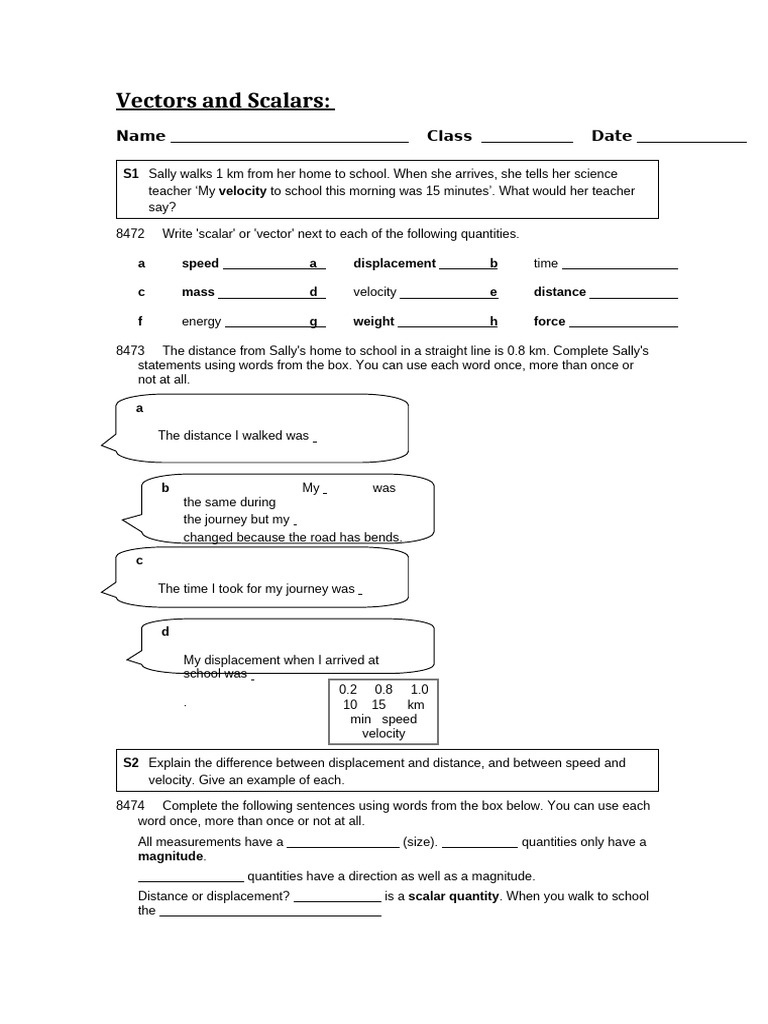 Year 9 Sets 3 7 Vectors and Scalar and Speed Year 9 | PDF