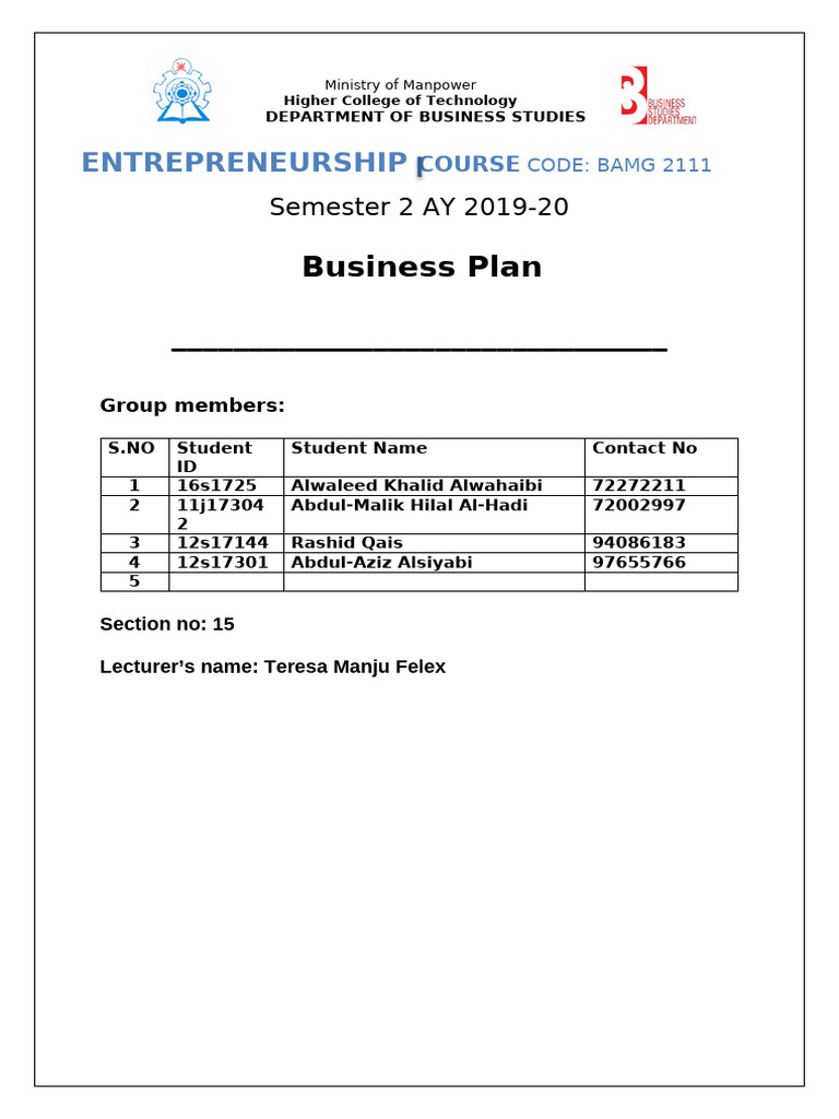 Business Plan Template (1) PDF