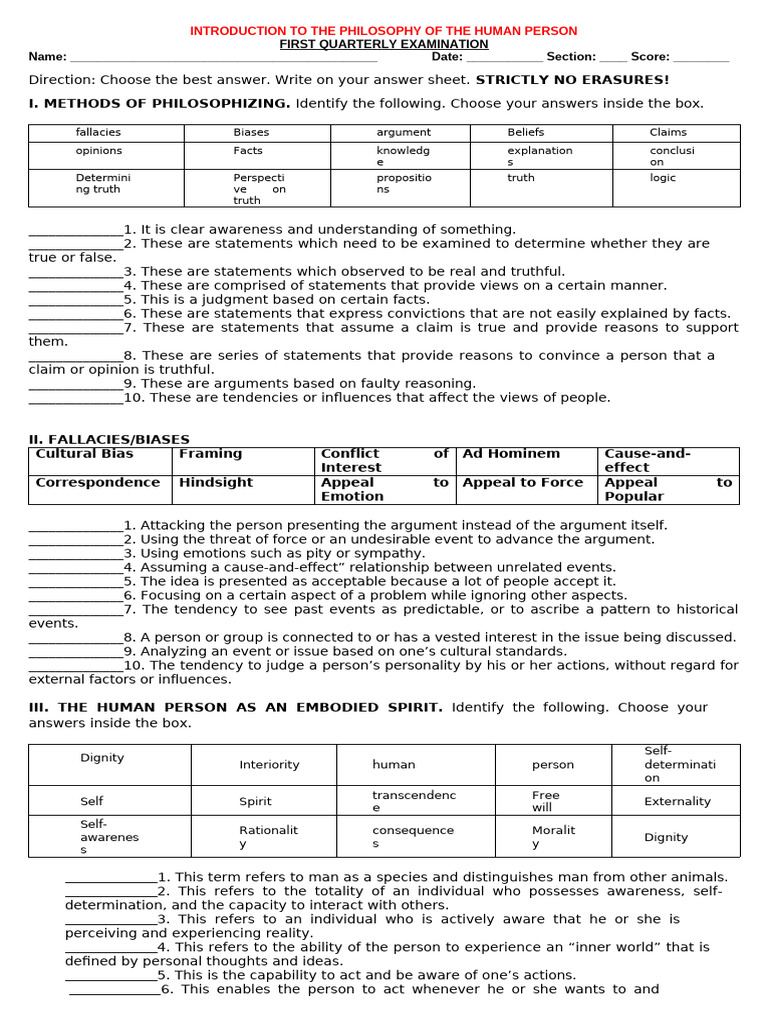 Introduction To The Philosophy of The Human Person 1st Quarter ...