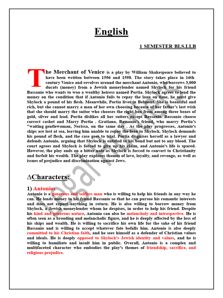 English Notes 1sem | PDF