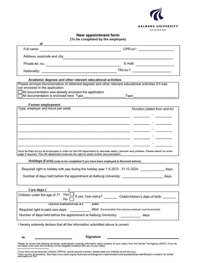 New Appointment Form - 03 05 2024 | PDF