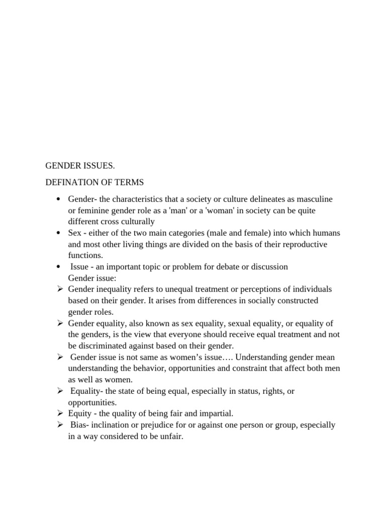 Gender Issues Essay Topics