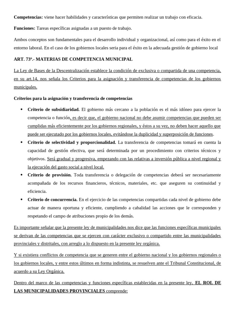 Las Competencias y Funciones de Los Gobiernos Locales Exp | PDF