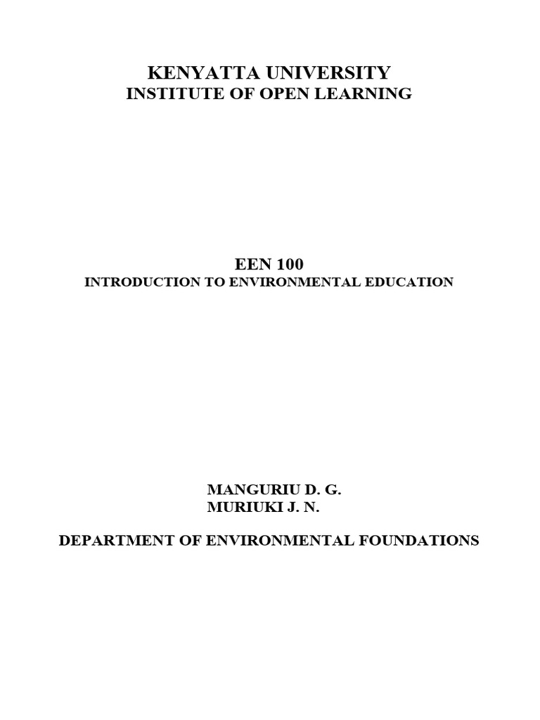 Introduction To Environmental Education Pdf