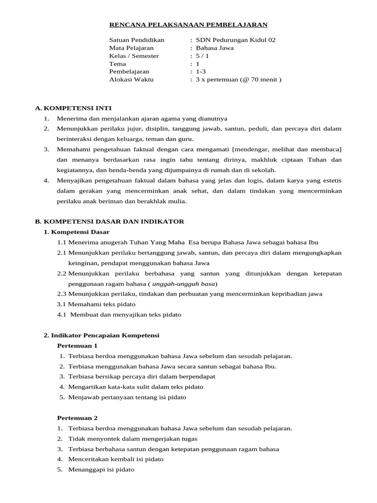 RPP Kls 5 Unit 1 | PDF