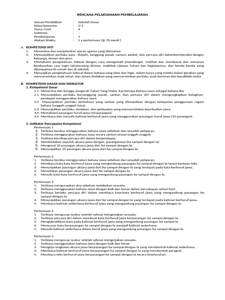 RPP Kls 5 Unit 4 | PDF
