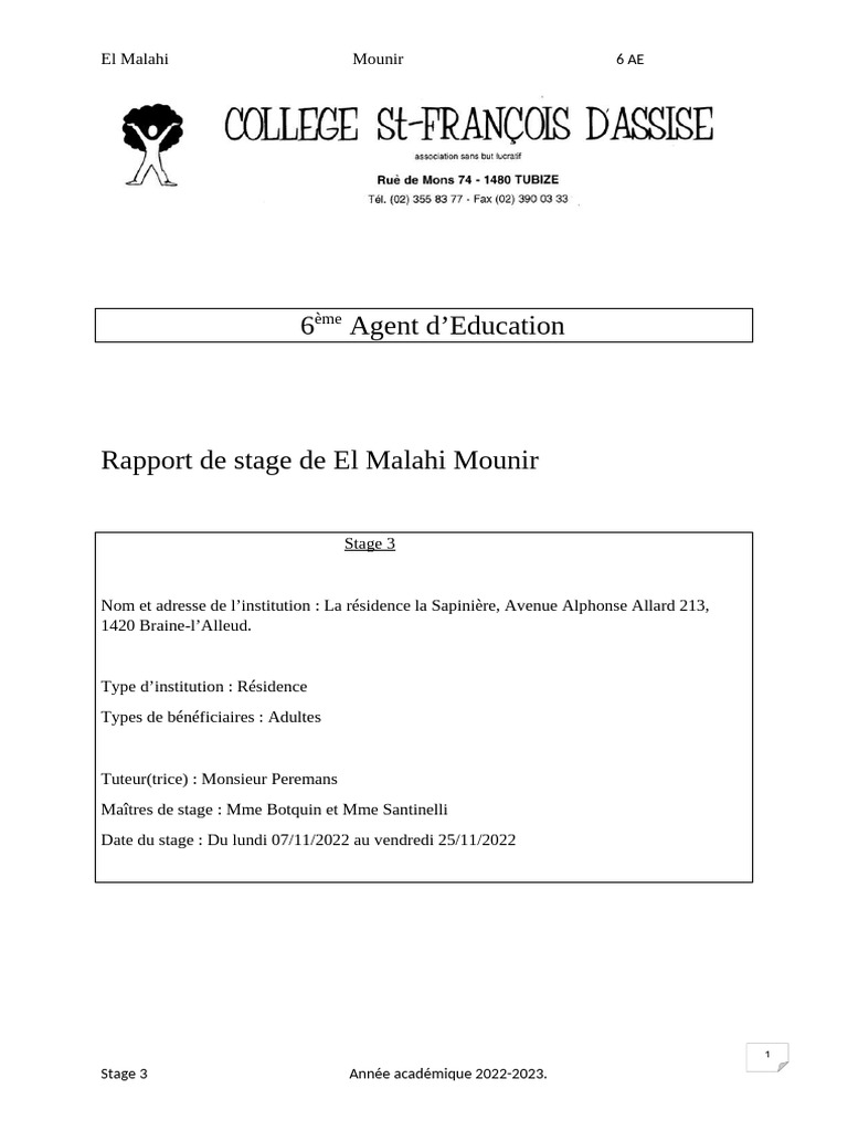 Rapport Du Stage 3 6AE 2022-2023 | PDF