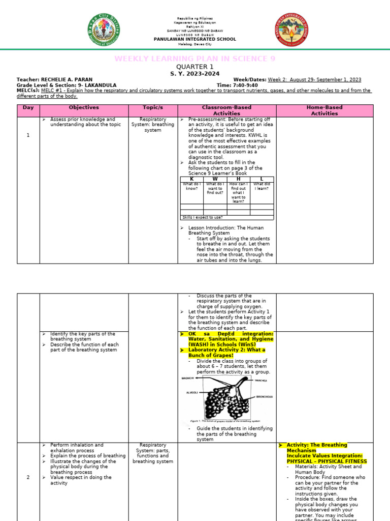 Respiratory System Lesson Plan | PDF