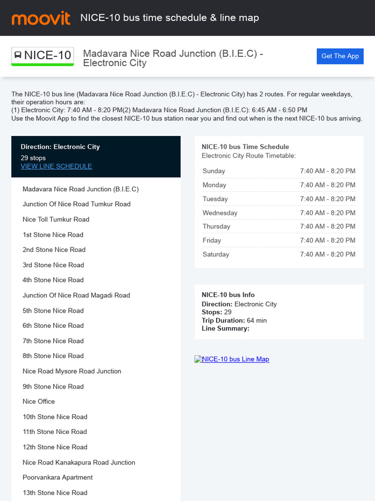 NICE-10: Madavara Nice Road Junction (B.I.E.C) - Electronic City | PDF