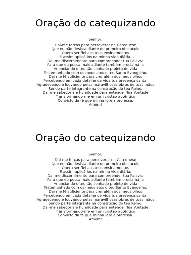 Oração Do Catequizando | PDF