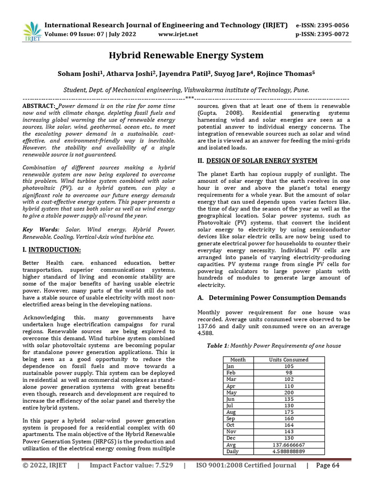 Hybrid Solar-Wind Energy System Design | PDF | Photovoltaics ...