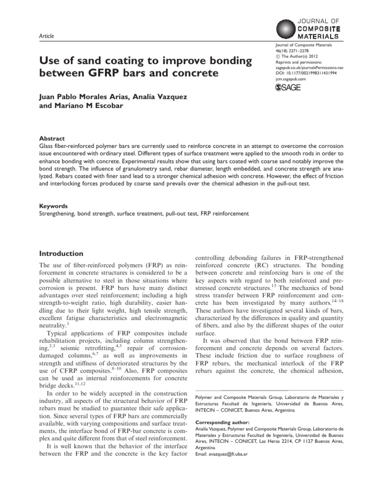 Sand Coating Enhances GFRP Bonding | PDF | Fibre Reinforced Plastic ...