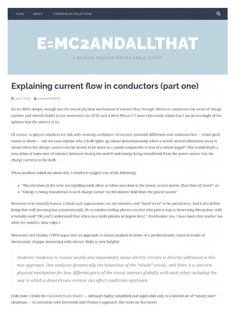Explaining Current Flow in Conductors - Blog | PDF