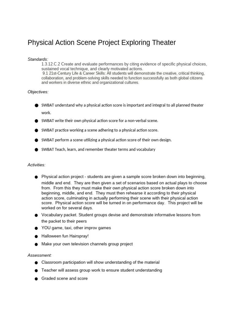 Physical Action Scene Unit | PDF