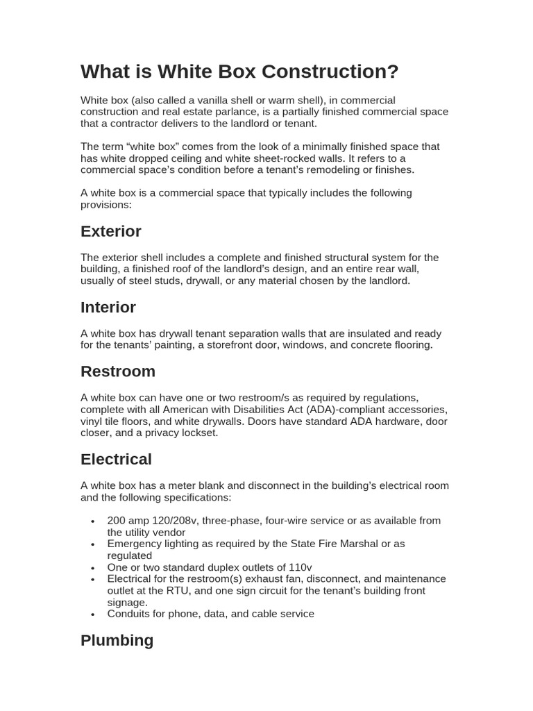 Understanding White Box Construction | PDF | Lease | Wall