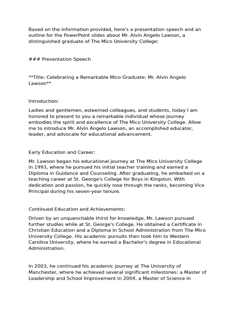 Presenters Notes and Power Point Outline | PDF