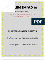 Tabla de Comparacion Entre Windows y Linux