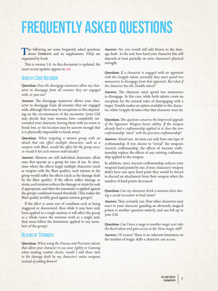 Genesys Faq and Errata v10 | PDF