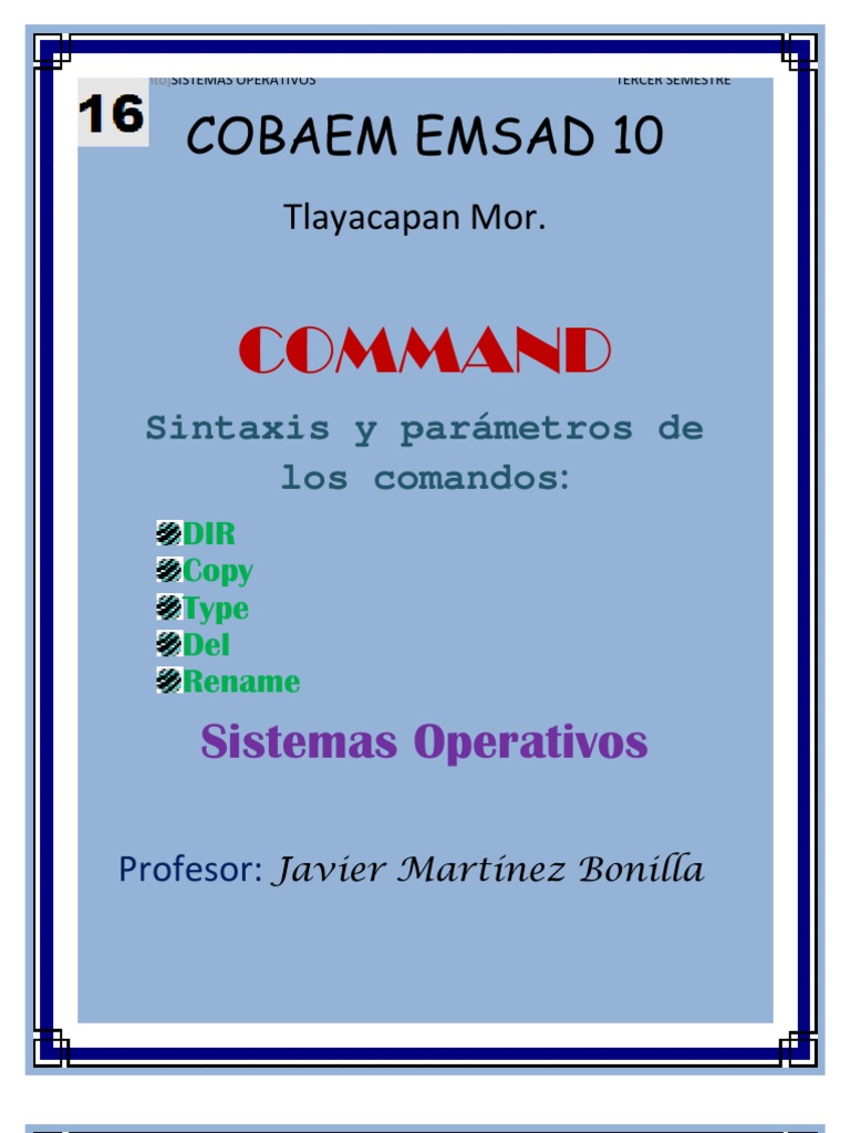 COMMAND Sintaxis y para Metros de Los Comandos | PDF | Archivo de ...
